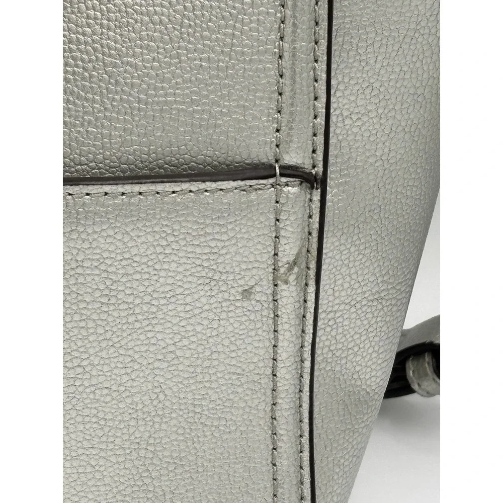 Kate Spade Purse Patterson Drive Geraldine Satchel Bag Metallic Silver Pebbled